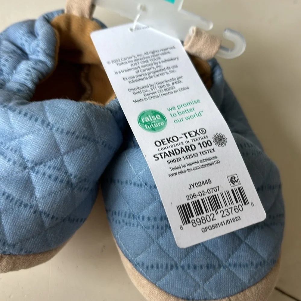 🌺 NWT Carter's Blue and Tan Baby Walker Shoes